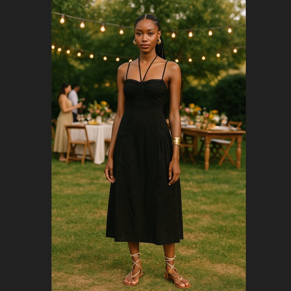 Anthropologie Black Midi Dress